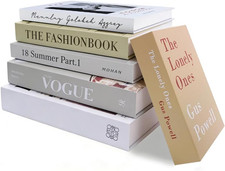 Decorative Books Set of 6, Fashion Hardcover Display Book, Empty Hollow Fake Boo