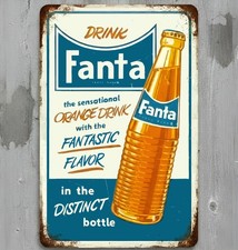 Drink Fanta Orange 8 x 12 Vintage Novelty Metal Sign New Shrink-wrapped
