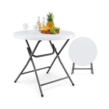 81 CM Round Folding Plastic Table with Thickened HDPE Tabletop