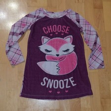 WONDER NATION Girls' Sz S 6-6X Long Sleeve Fleece Nightgown Pajamas Sleepwear
