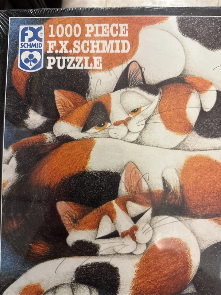 F.X. Schmid Crazy Quilt #90072 new sealed 1000 piece puzzle Cats - Image 2 of 4
