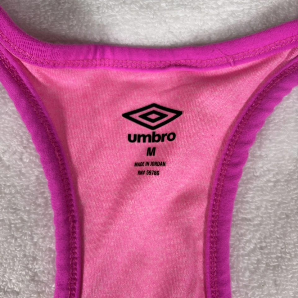 Camiseta sin mangas Umbro espalda deportiva para mujer mediana rosa caliente logotipo elástico gimnasio entrenamiento Foto 3 de 4