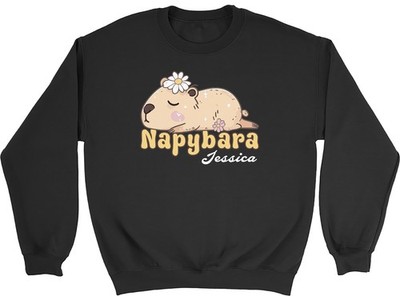 Personalisierte lustige schlafende Napybara Capybara Kinder Sweatshirt Geschenk Pullover