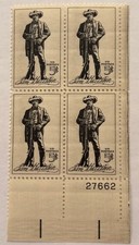 Scott #1242, Sam Houston, Plate Block of 4, 5c each, MNH, 1964