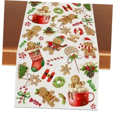 Merry Christmas Table Runner Christmas Gingerbread Table Runner,13" x 90"
