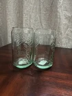 Vintage Coca Cola Can Glass Green Tint Tumbler Glasses Set of 2
