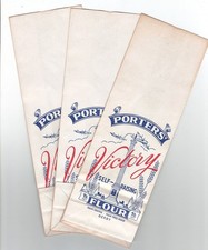 WWII Porters Voctory Flour Paper Bags (3) 1 Lb Pear Tree Road Derby Unused