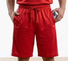 AJ Teen Boys Red Basketball Shorts Casual Summer Sweat Shorts Drawstring Pockets