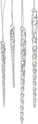 Kurt Adler Clear Glass Icicle Ornaments Set 24 Assorted Holiday Decor