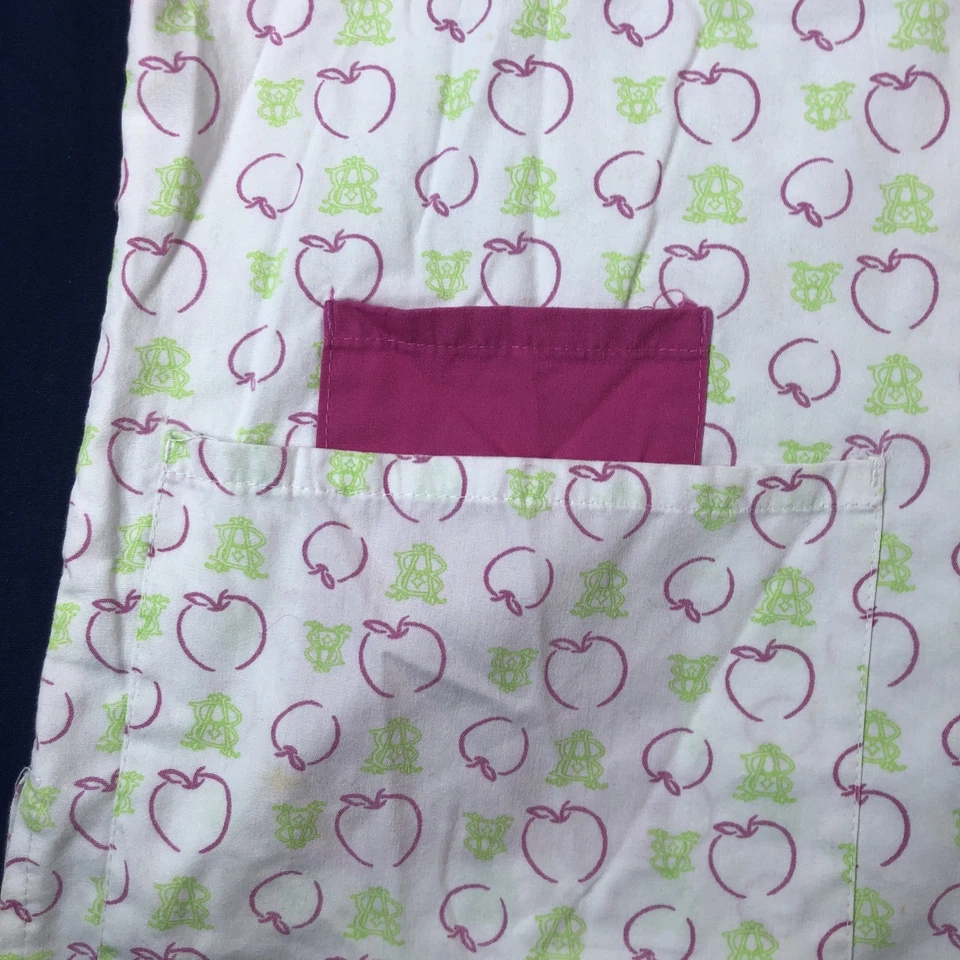 Apple Bottons Scrub Top Womens L White Apples Short Sleeve V-Neck Cotton - Image 3 of 4