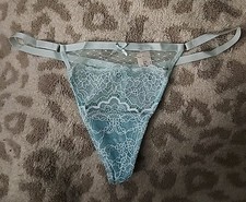 Victoria's Secret Heritage Lace V String Medium M Mint Green Aqua panties NWT