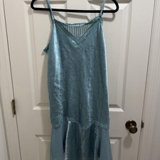 Enchanting Blue Lace Trim Full Slip, Adjustable Straps, Polyester, Size L/G