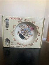 VTG 1988 2 Piece Royal Doulton Bunnykins Nursery Set Baby Plate  Feeding Spoon