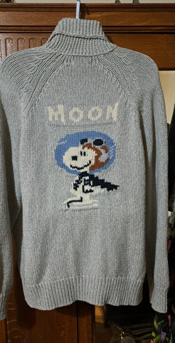 Freak's Store Peanuts Snoopy Moon Zip Cardigan Sweater Japan L XL