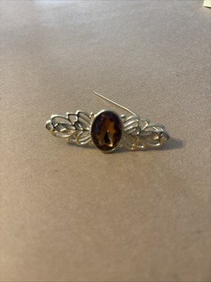 Vintage Brooch  with Citrine Stone Could Be