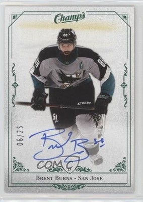 2020-21 Upper Deck Clear Cut Champs Green 6/25 Brent Burns #C-BU Auto 1e15