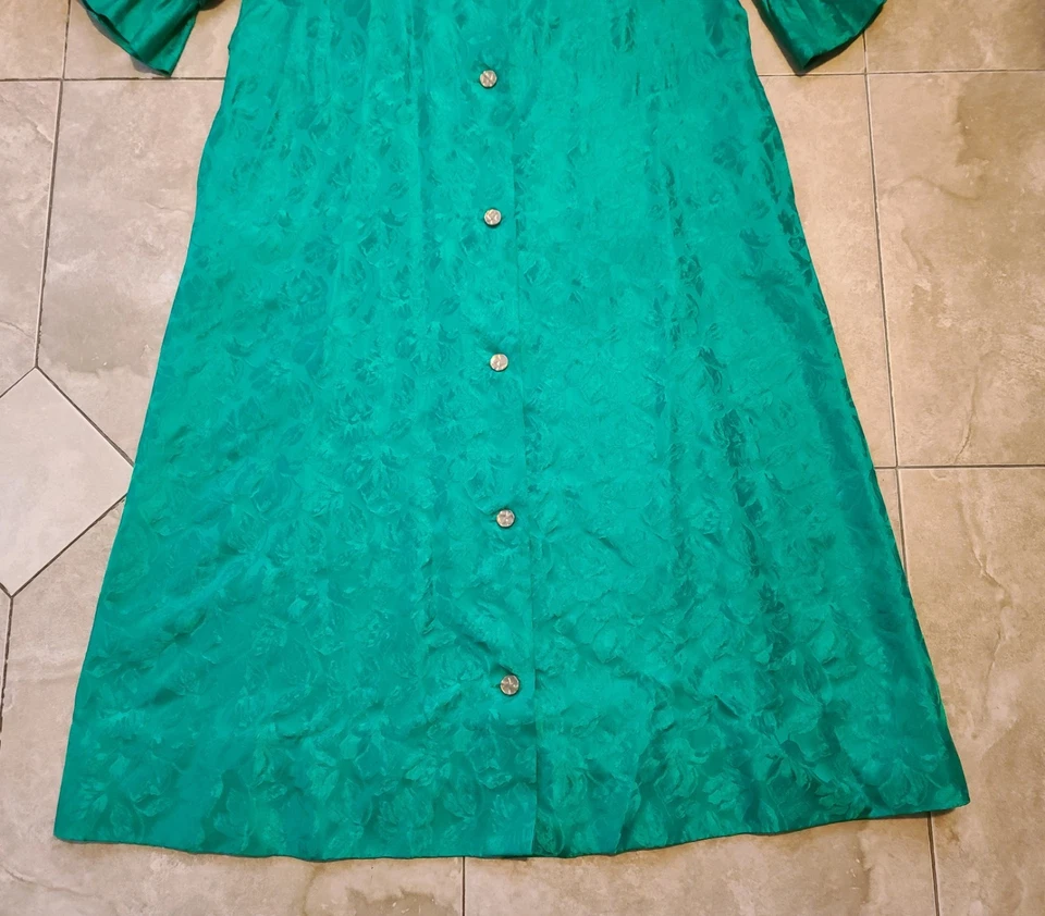 Abrigo de vestir de colección años 50 60 Marilyn Nueva York verde esmeralda brocado ópera anfitriona Foto 3 de 4