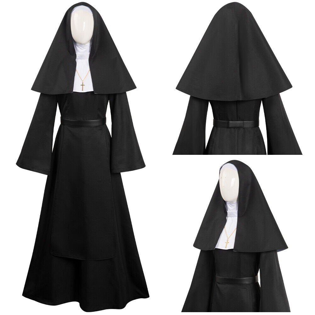 Película La Nonne La Monja Noir Mujer Cosplay Disfraz Trajes Halloween Carnaval Traje