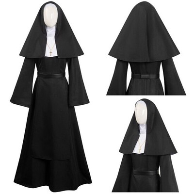 Film La Nonne The Nun Noir Femme Cosplay Costume Outfits Halloween Carnival Suit