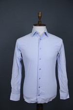 Eton Blue Pinstripes Slim Fit Long Sleeve Button Down Dress Shirt Size 38 / 15