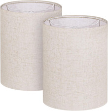 Tall Lamp Shades Set of 2, 10" Top X 10" Bottom X 13" High Large Drum Lampshades