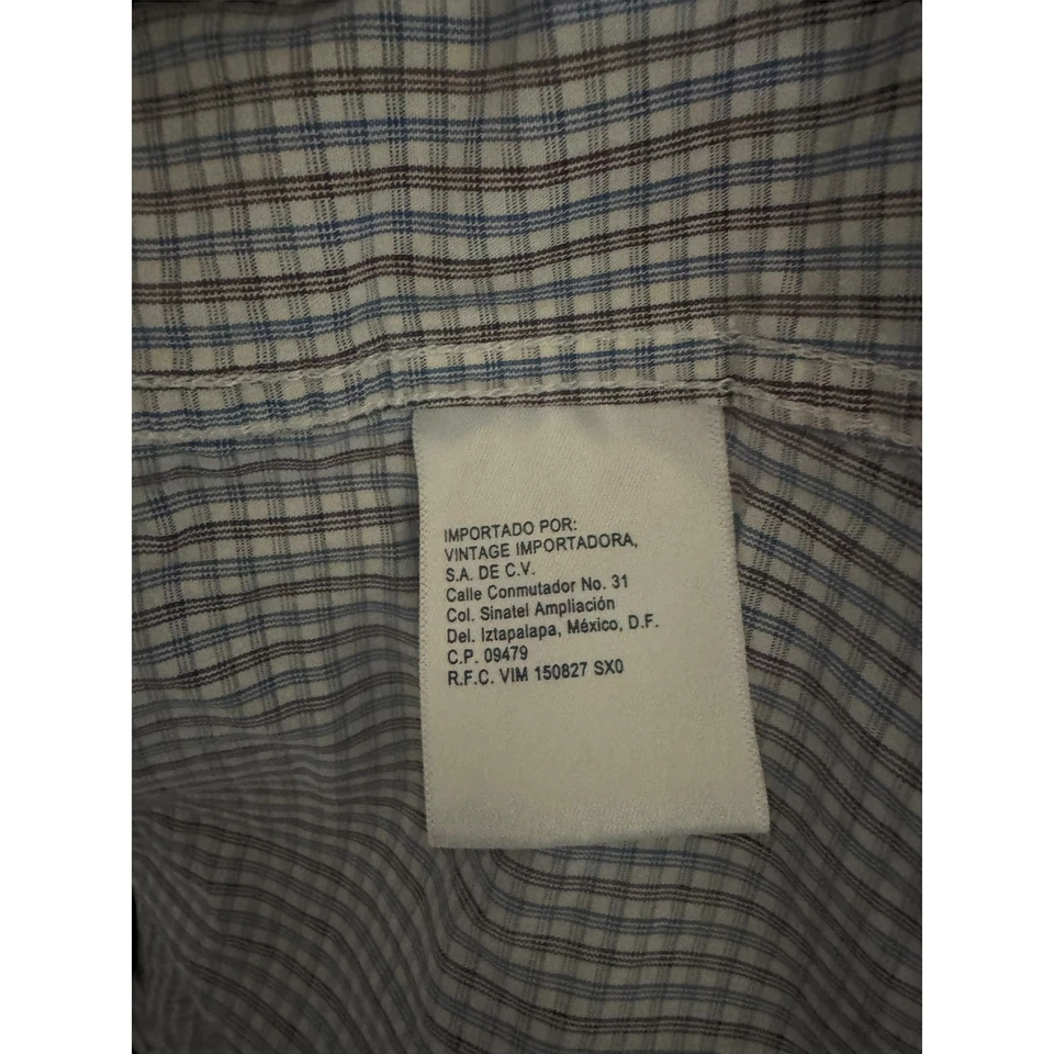 Oscar De La Renta Gray Long Sleeve Checked Button Down Shirt Mens Size L A8 - Image 4 of 4