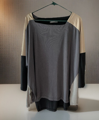 Alembika 3 Tone  Boxy Asymmetrical Hem Tunic Top  XL NEW