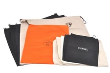 Authentic CHANEL HERMES Dust Bag 10 Set Cotton White Black 10.0x12.0x0.2 1081N