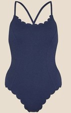 BNWT ACCESSORIZE NAVY TEXTURED SCALLOP SWIMSUIT SIZE 20  39 REMOVABLE PADDING