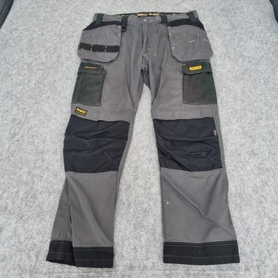 DeWalt Work Trousers Mens W36 Grey Barstow Slim Pro Stretch Holster Pockets