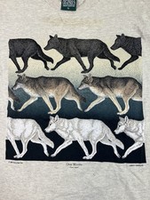 Vintage 1993 Gray Wolves T-shirt Size Large Retro Wolf Nature