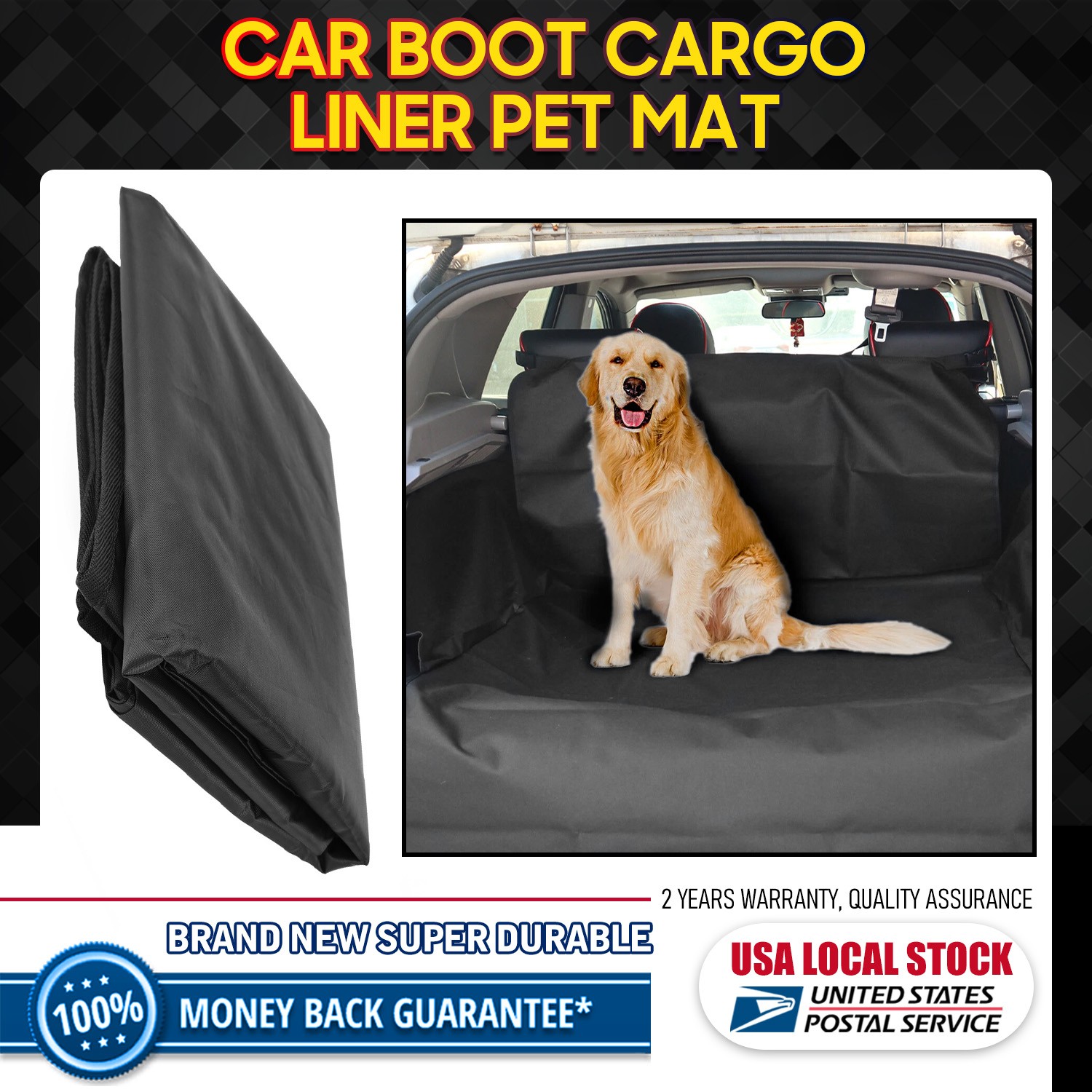 Universal Pet Dog Rear Trunk Floor Mat Seat Cover Cargo Liner Black