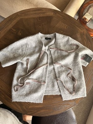 New With Tags Cynthia Rowley Women s Bow Cardigan Shirt Sweater Size Medium.