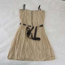 bcbg size large vintage cream 100% silk dress lace trim