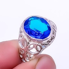 London Blue Topaz 925 Silver Handmade Jewelry Ring s.7 R7462-40