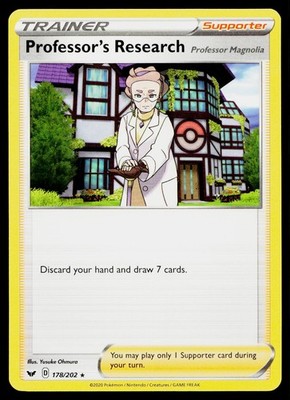 Professor's Research (Professor Magnolia) 178/202 Holo Sword & Shield Pokemon NM