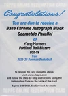 2025-26 Bowman #BCA-YH Yang Hansen Chrome Autographs Black Geometric #/10