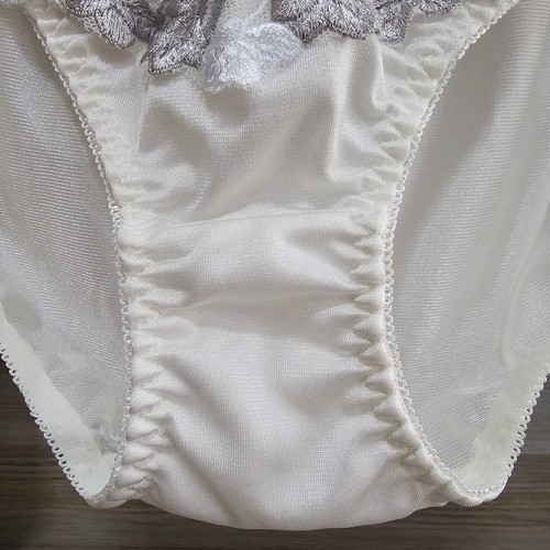 VTG Silky Nylon Panty Sissy White Bikini Floral Lace Brief Size 5-6 Hip 34-38" - Picture 7 of 17