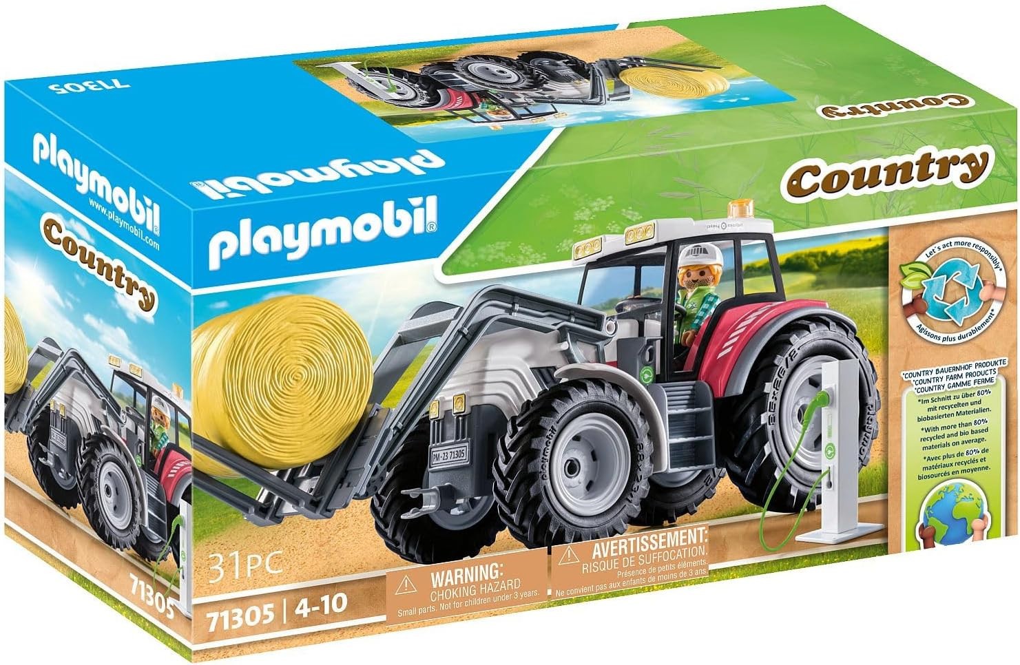 Original PLAYMOBIL® Country 71305 - Tractor Grande con Accesorios