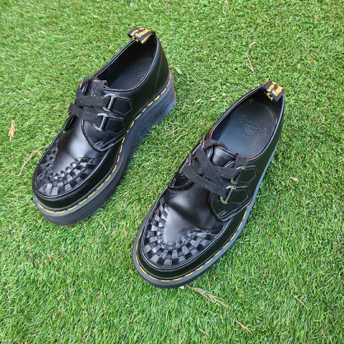 SELTENE Dr Martens schwarze Sidney Leder Plateau Schuhe Größe UK 5 - Bild 9 von 16