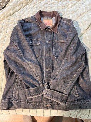 Levi Strauss & Co. Men's Black Denim Jacket XL Button Front Point Collar Pockets
