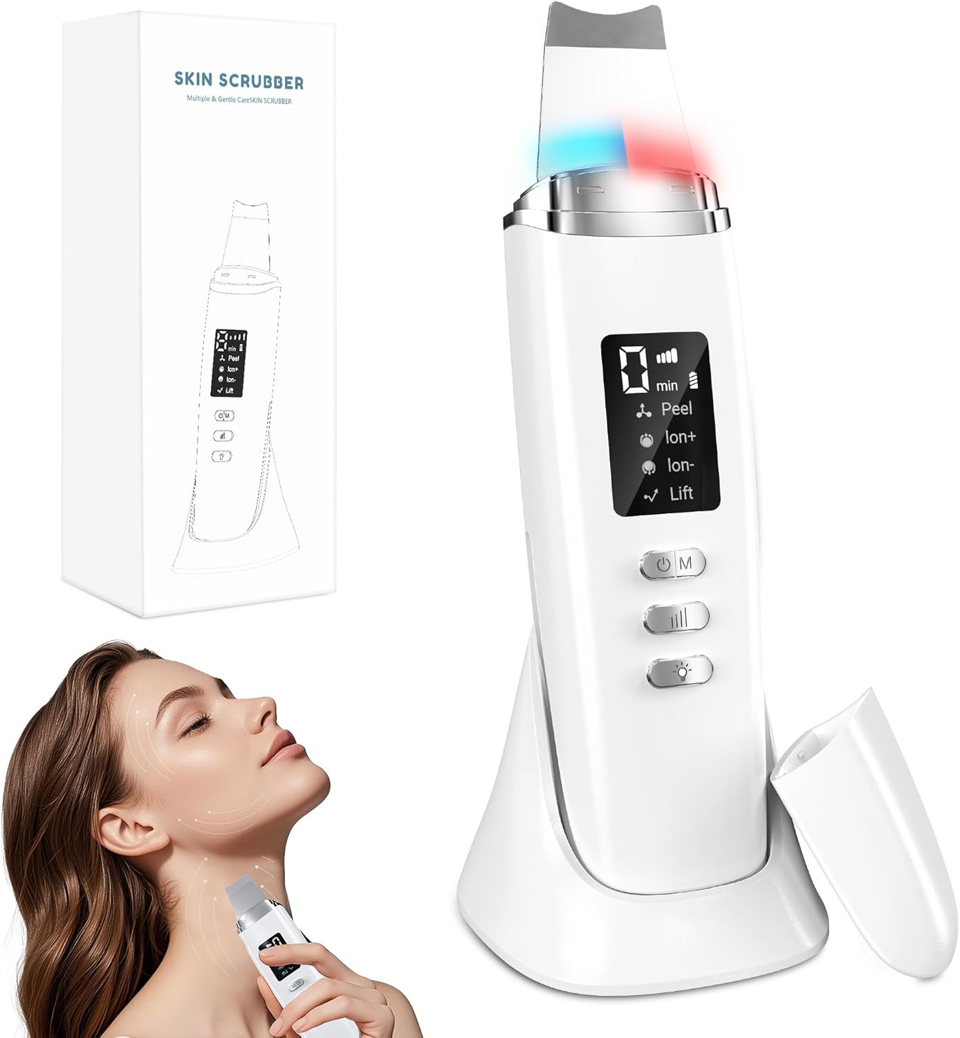 Pulizia Viso Ultrasuoni, Skin Scrubber Con 4 Modalità E Intensità Regolabile, Lu