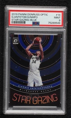 2019 Donruss Optic Star Gazing Blue Prizm 39/49 Giannis Antetokounmpo PSA 9 0u26
