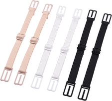 6 Piece Bra Strap Clips Elastic Non-Slip Strap Holder, Black, Beige, White
