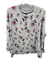 Disney Women's Gray Minnie Mouse Print All Over Fleece Sweatshirt XL