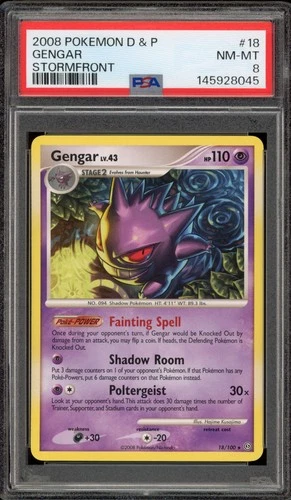 Pokemon Gengar Stormfront Rare #18 PSA 8