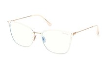 NEW TOM FORD FT5839-B 025 IVORY/CLEAR BLUE LIGHT BLOCK 56MM AUTHENTIC EYEGLASSES