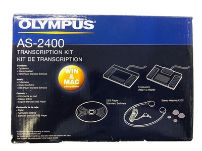 Olympus AS-2400 PC Mac Transcription Kit Footswitch Stereo Headset Dictation