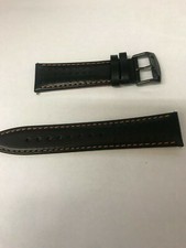 Citizen Eco-Drive CA0467-11H 23mm Black Leather Watch Band w/ Orange Stitching
