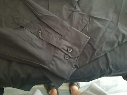 Van Heusen Never Tuck Shirt Mens 4XLT 21-21.5 Button Down Big & Tall Black New - Picture 2 of 9